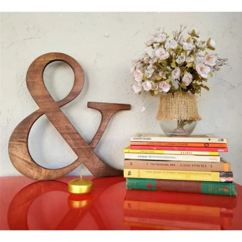 Image of & - Natural Brown Decorative Wooden Wall Accessory