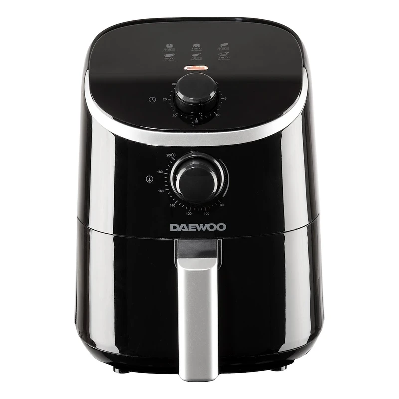 Image of Daewoo Compact Air Fryer 2 Litre Mini Dial Control Energy Efficient Oil Free Black Black