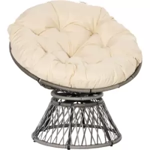 Image of Outsunny - 360° Swivel Rattan Papasan Moon Bowl Chair Round Outdoor w/ Padded Beige - Beige