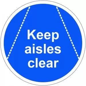 Image of Keep Aisles Clear Floor Graphic adheres to most smooth clean flat