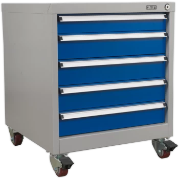 Image of Sealey Premier Industrial Mobile Cabinet 5 Drawer Blue / Grey