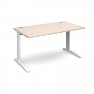 Image of TR10 Straight Desk 1400mm x 800mm - White Frame maple Top