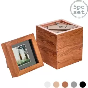 Image of Nicola Spring - 3D Box Photo Frames - 4 x 4' with 2 x 2' Mount - Dark Wood/Grey - Pack of 5