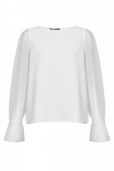 Image of French Connection Phyliss Sheer Jersey Top Winter White