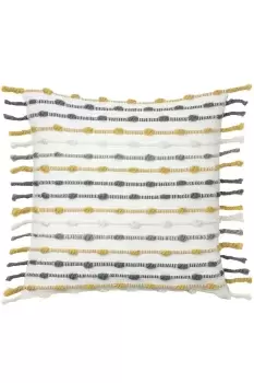 Image of Dhadit Chunky Woven Tufted Striped Tasselled Cushion
