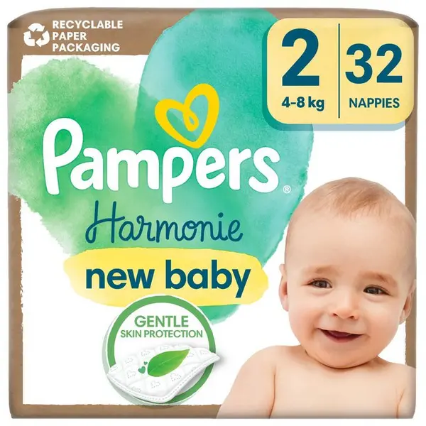 Image of Pampers Harmonie New Baby Size 2 32 Nappies