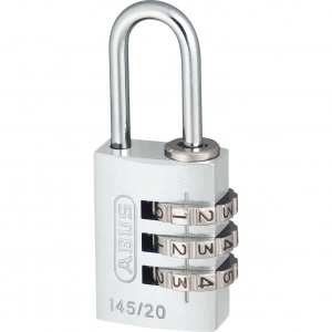 Image of Abus 145 Series Aluminium Combination Padlock 20mm Silver Standard