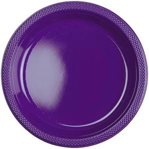 Image of Disposable Plates Plastic Purple (Pack Of 10)