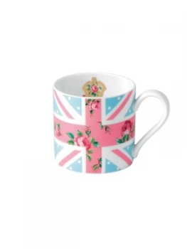Image of Royal Albert Cheeky pink modern union jack ceramic mug Pink