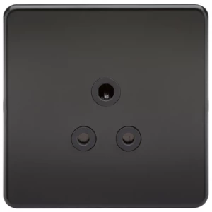 Image of KnightsBridge 1G 5A Screwless Matt Black Round Pin 230V Unswitched Electrical Wall Socket - Black Insert