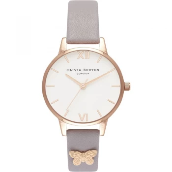 Image of Embellished Butterfly Strap Midi Dial Grey Lilac & Rose Gold Watch