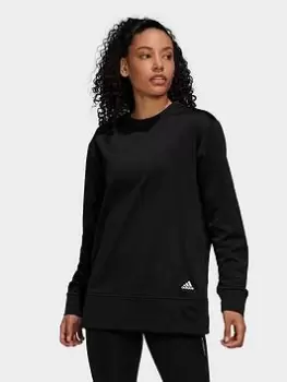 Image of adidas AEROREADY Crewneck Sweatshirt - Black/White, Size S, Women