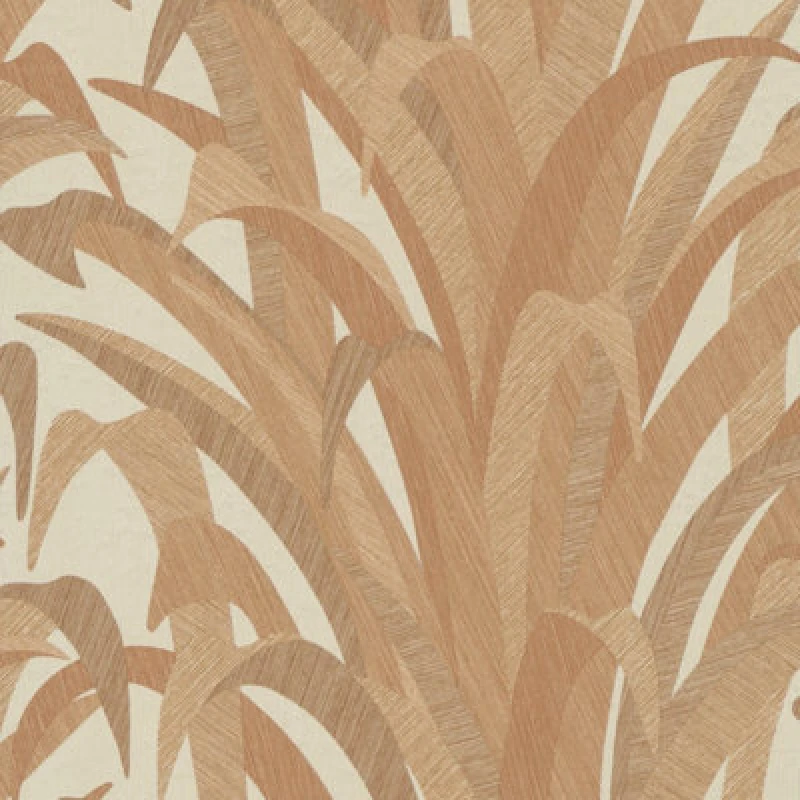 Image of Grandeco Boutique Olivine Grass Leaves Luxury Weight Embossed Wallpaper, Rust