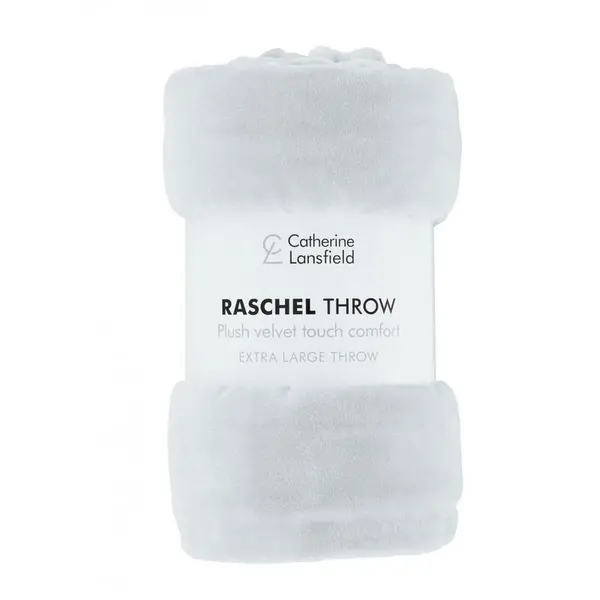 Image of CATHERINE LANSFIELD Catherine Lansfield - Extra Large Raschel Velvet Throw Silver 200x240cm - Silver DS/52645/W/200240/SI