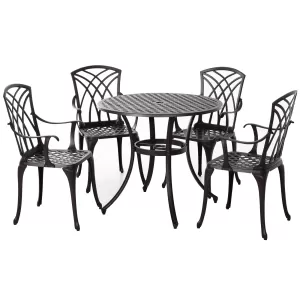 Image of Outsunny Cast Aluminium 2-Seater Outdoor Garden Table & Chair Set Brown