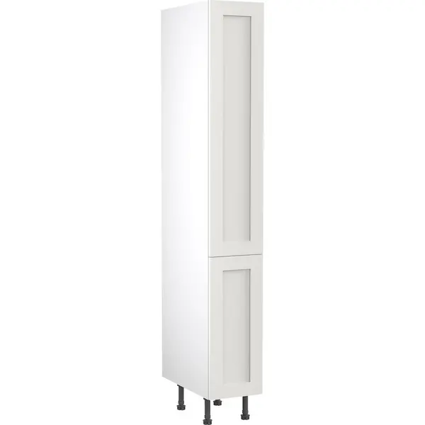 Image of Kitchen Kit Flatpack Shaker Kitchen Cabinet Pull Out Tall Larder Unit Ultra Matt 300mm in White MFC