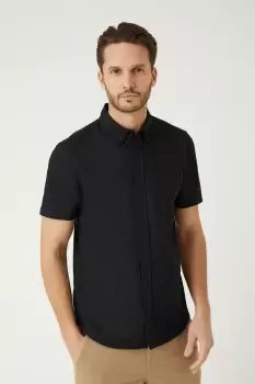 Image of Black Short Sleeve Oxford Shirt