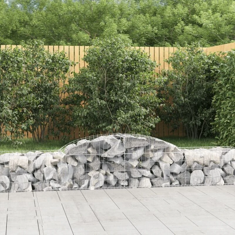 Image of vidaXL Arched Gabion Baskets 8 pcs 300x50x40/60cm Galvanised Iron, Silver 3146653