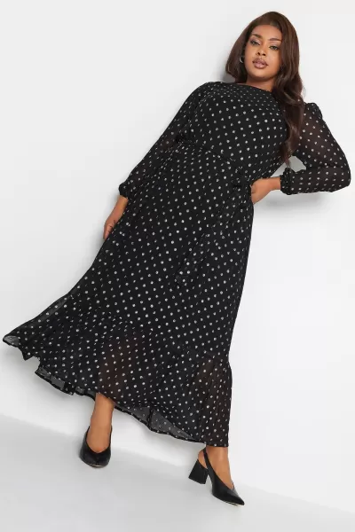 Image of Metallic Printed Smock Maxi Dress