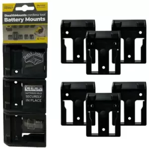 Image of StealthMounts BLACK Battery Mounts for DEWALT 18V & Flexvolt Batteries - Pack of 6 - N/A
