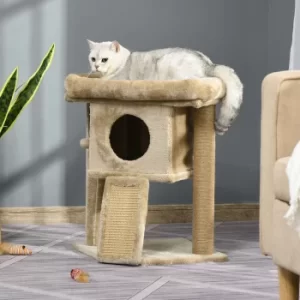 Image of PawHut Cat tree Tower Climbing Activity Center Kitten Furniture with Jute Scratching Pad Ball Toy Condo Perch Bed Post 40 x 40 x 57cm Coffee