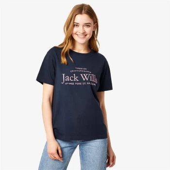 Image of Jack Wills Forstal Boyfriend Logo T-Shirt - Navy