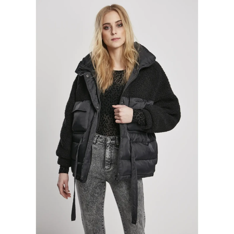 Image of Urban Classics Womens jacket Urban Classics sherpa mix puffer (large sizes) Noir Female 3XL