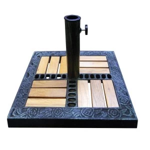 Image of Charles Bentley 15KG Wooden and Cast Iron Square Parasol Base Stand