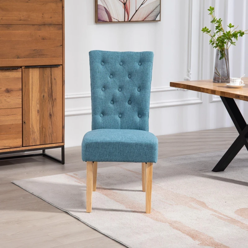 Image of Artemis Home Set of 2 Pienza Fabric Dining Chairs - Set of 2 in Teal Teal Unisex