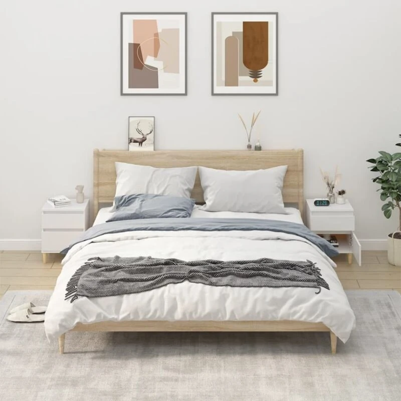 Image of Vidaxl Bedside Cabinets 2 Pcs White 40X35X50 Cm, White 821827