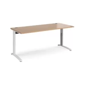 Image of Office Desk Wheelchair Friendly Rectangular Desk 1800mm Beech Tops With White Frames TR10