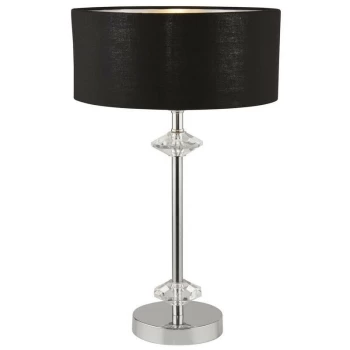 Image of Searchlight NEW ORLEANS - 1 Light Chrome Table Lamp with Black Shade, Silver Inner