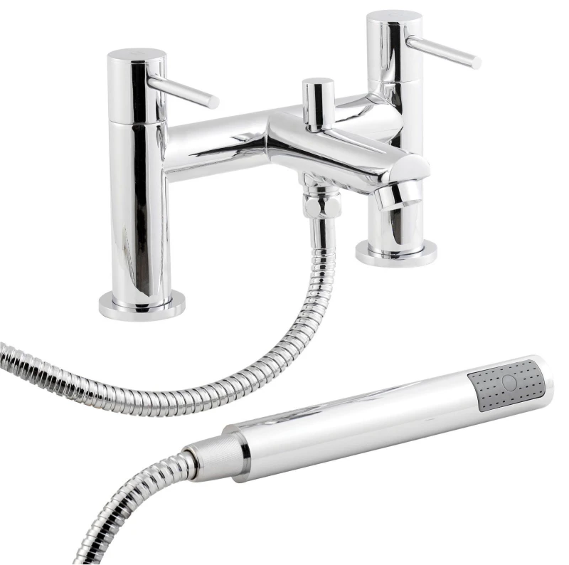 Image of Balterley Deck Mount Round Bath Shower Mixer Tap with Shower Kit Chrome Silver unisex