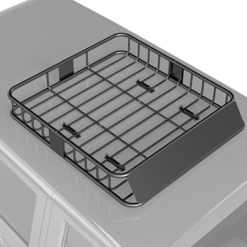 Image of HOMCOM HOMCOM 90.7 kg Universal Roof Rack Basket, Steel Car Rooftop Luggage Holder in Black One Size Unisex 5063603155879