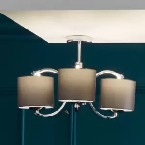 Image of Arcadia 3 Curved Arm Semi Flush Pendant Ceiling Fitting Silver