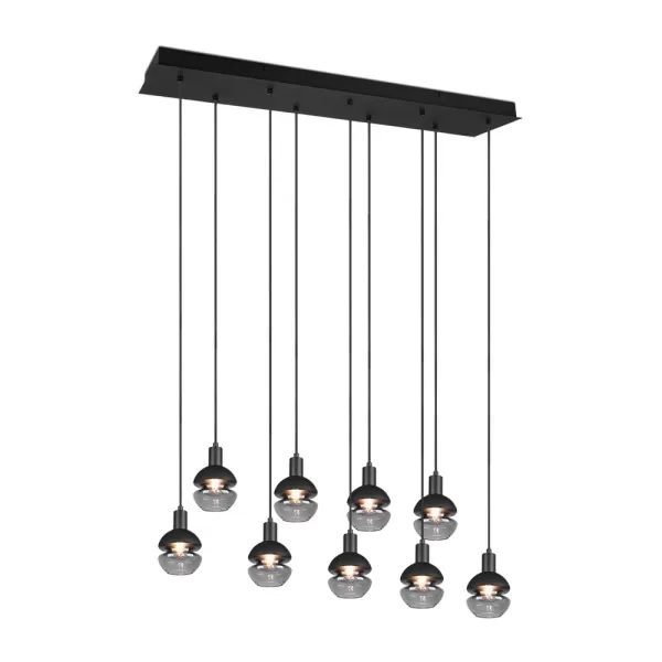 Image of Mela Modern 9 Light Bar Pendant Ceiling Light Black Matt