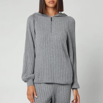 Image of Ted Baker Womens Shaney Ribbed Lounge Hoodie - Grey - UK 12