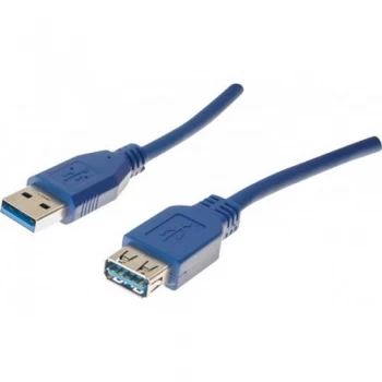 Image of 1m Blue USB 3.0 A To A Extension Cable
