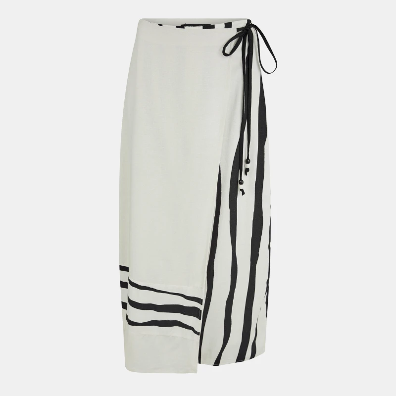Image of French Connection Womens Genevieve Adjustable Wrap Skirt White-Black female 8 (XS)