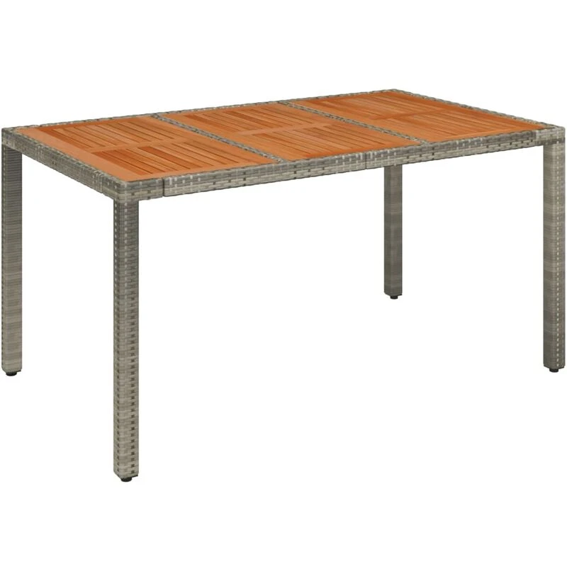 Image of vidaXL Garden Table with Wooden Top Grey 150x90x75cm Poly Rattan, Grey 319902