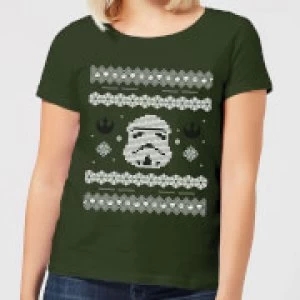 Image of Star Wars Stormtrooper Knit Womens Christmas T-Shirt - Forest Green - S