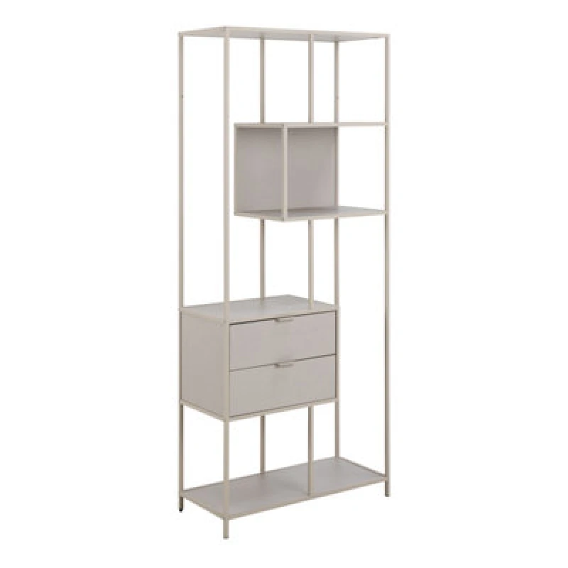 Image of Furniture To Go Seaford Tall Grey Metal 2 Drawer Bookcase With 4 Shelves