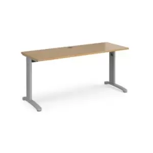 Image of Office Desk Rectangular Desk 1600mm Oak Tops With Silver Frames 600mm Depth TR10