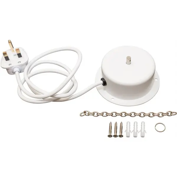 Image of FXLAB 1 RPM White Mains Mirror Ball Motor With Smooth Ultra Quite Rotation, Fitted UK Plug, Fixing and Hanging Kit for Balls Up to 3 kg ELV-320281