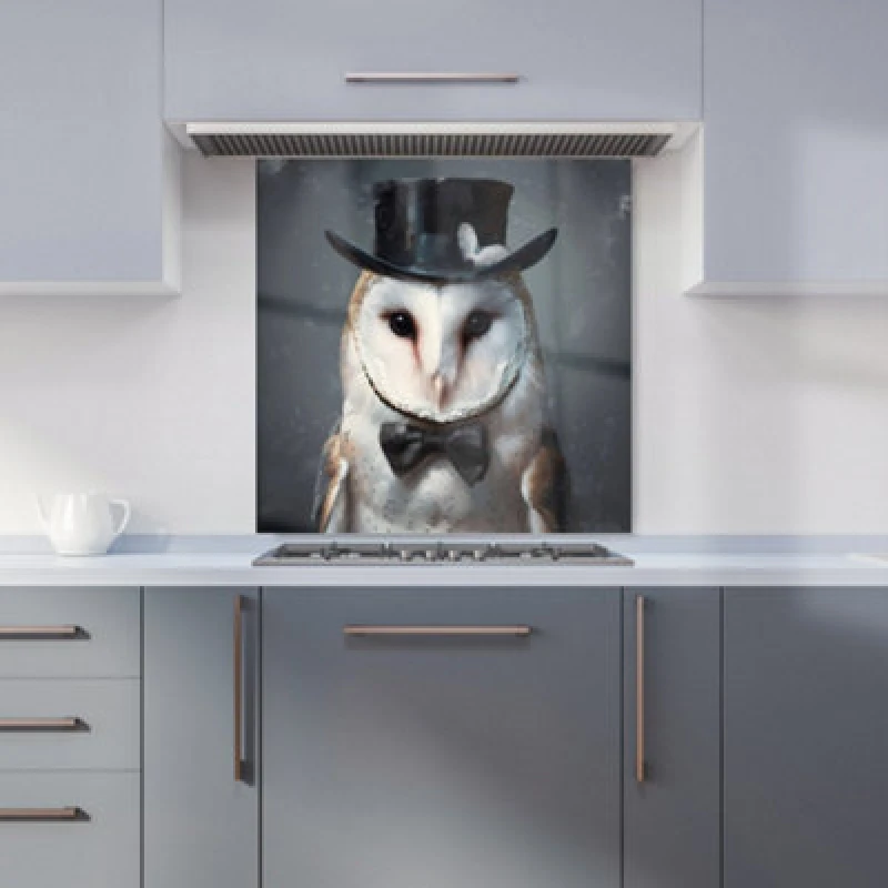 Image of Warren Reed - Designer Owl In A Top Hat Kitchen Splashback W600Mm X H600Mm, Multi WR00901-P450