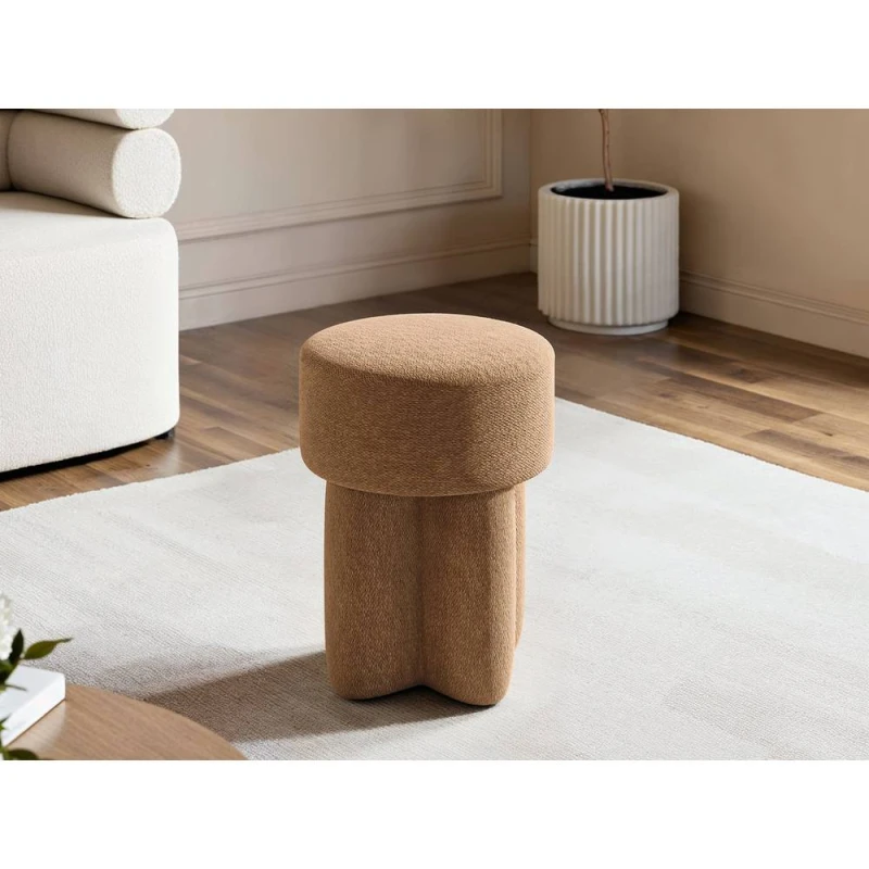 Image of Solace+Co Astrid Fabric Pouffe in Brown Brown Unisex