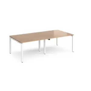 Image of Dams Adapt rectangular boardroom table 2400mm x 1200mm - white frame, beech top