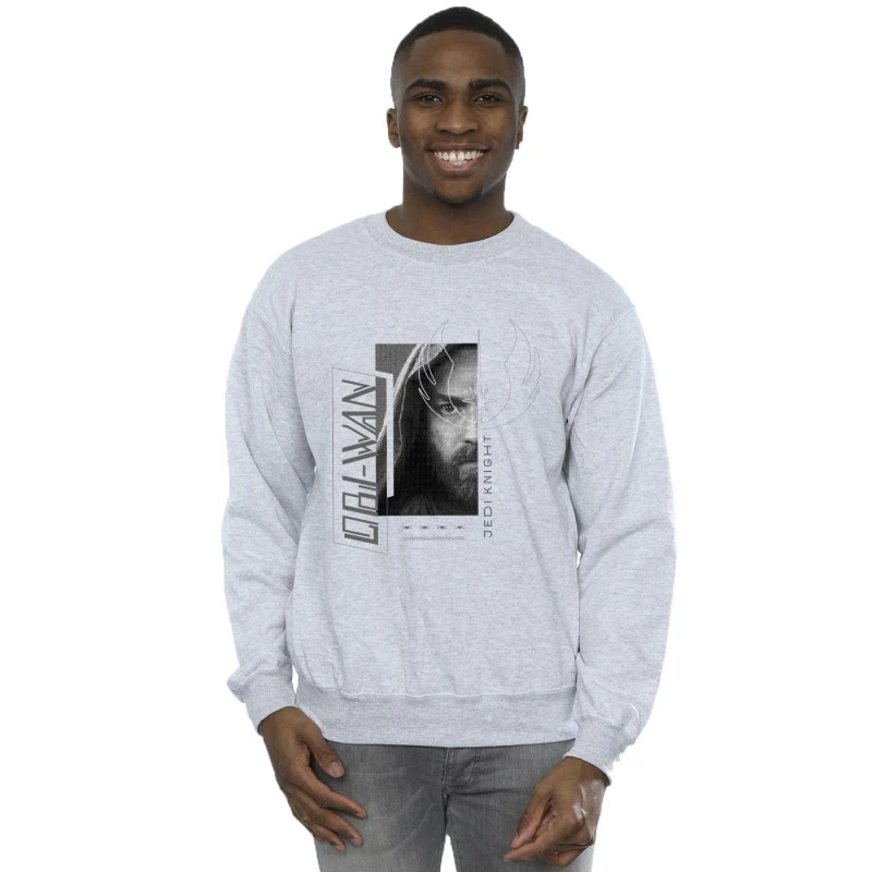Image of Star Wars Star Wars Men Obi-Wan Kenobi Jedi SciFi Collage Sweatshirt in Grey Size: Small Grey S Male 5059934442399