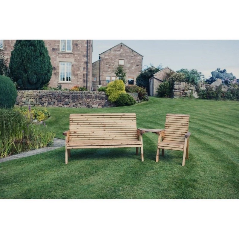 Image of Churnet Valley Garden Furniture Ltd Valley 1XC 1X3B Angled Tray Set - Fully Assembled - Set of Cushion Inc in Brown Brown Unisex