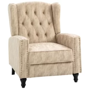 Image of HOMCOM Studded PU Leather Reclining Armchair w/ Retractable Footrest Beige